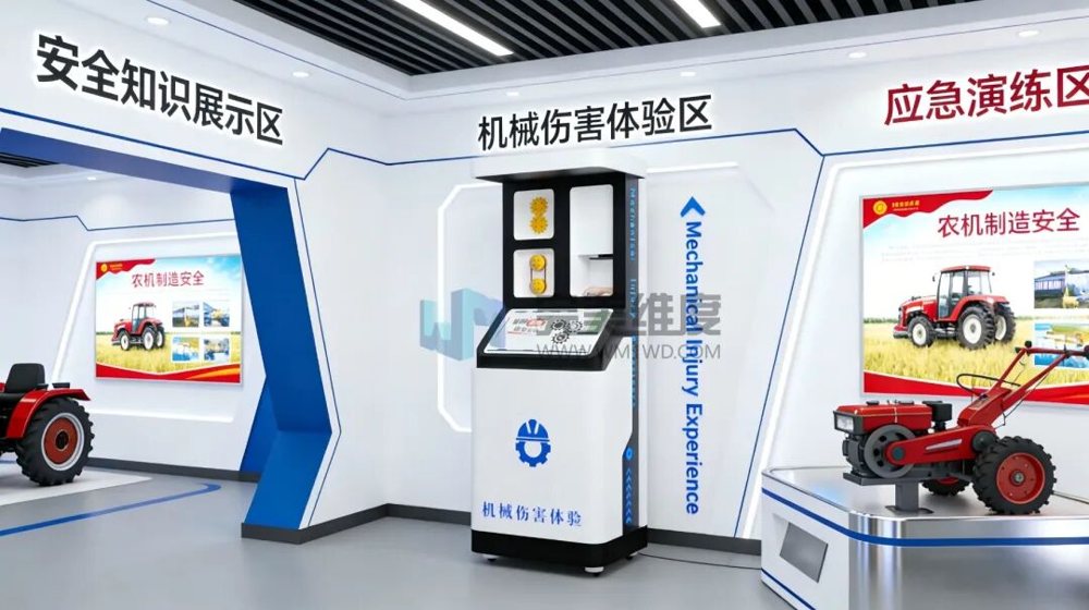 以实体仿真模拟设备还原作业场景,让体验者在可控条件下感知各类机械伤害