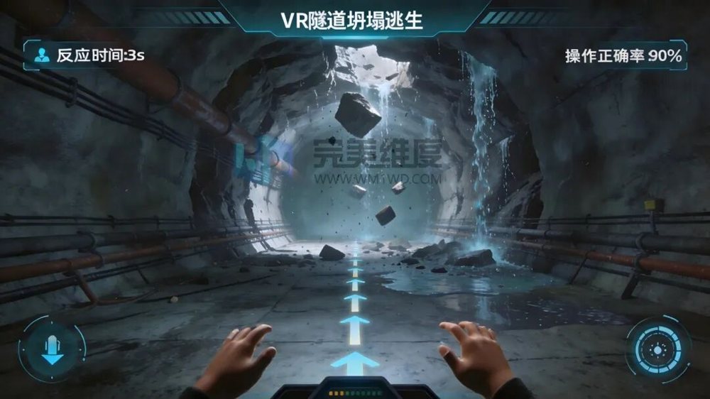 体验者置身于施工场景中,面对突发的掉块、渗水、坍塌,需根据提示迅速判
