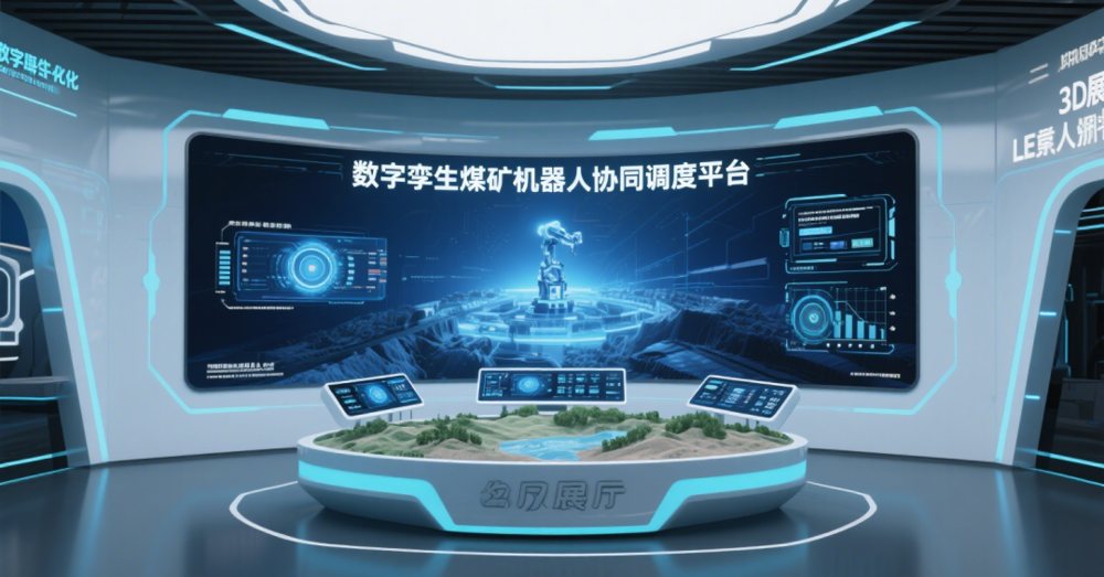 动态展示煤矿数字孪生系统全场景运行与实时数据,支持触控、旋钮、手势等