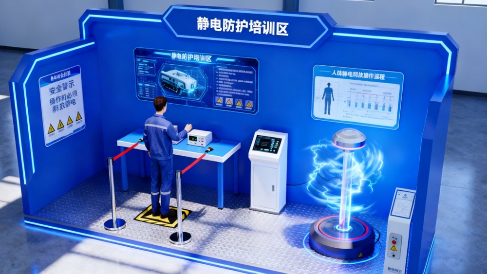 直观展示通过体验学习，认识静电产生的原因，学习如何预防作业过程中因静