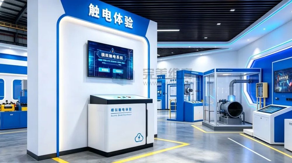 模拟人体触电时救助过程,通让体验者选择正确工具木棍、橡胶、湿棍、铁棍