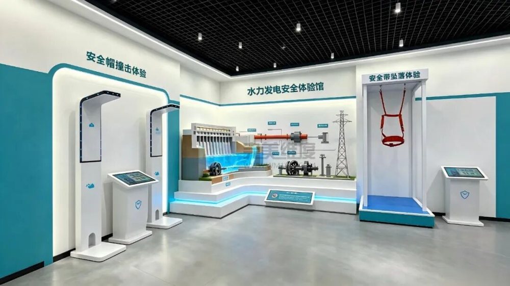 临水仿真护栏升降台，复刻坝顶、闸门井高空巡检湿滑环境；实操防滑安全绳