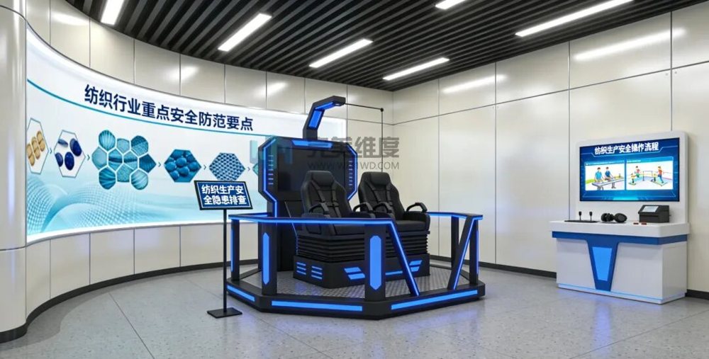 利用VR技术1:1高度还原车间场景,围绕纺织行业风险识别、危化品存储
